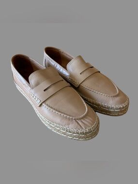 Patricia Green Peach Leather Espadrille Flat Loafer Shoes US10 ($248)